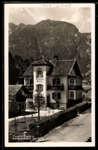 AK Partenkirchen, Hotel Pension Pischl mit Bergpanorama