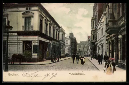 AK Bochum, Victoriastrasse am Schweizer Cafe