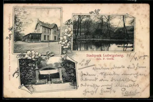 AK Saarbrücken, Cafe Ludwigsberg von F. Gräfe im Stadtpark