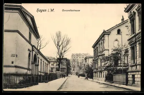 AK Hagen i. W., In der Condordiastrasse, Ecke Hochstrasse