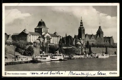 AK Stettin, Hakenterrasse von der Baumbrücke