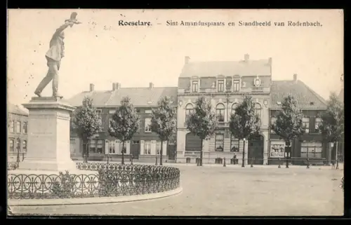 AK Roeselare, Sint-Amandusplaats en Standbeeld van Rodenbach
