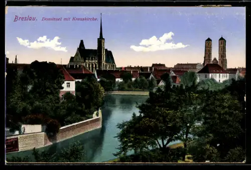 AK Breslau, Dominsel mit Kreuzkirche