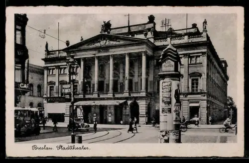 AK Breslau, Strassenpartie am Stadttheater