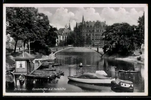 AK Breslau, Gondelhafen an der Holteihöhe