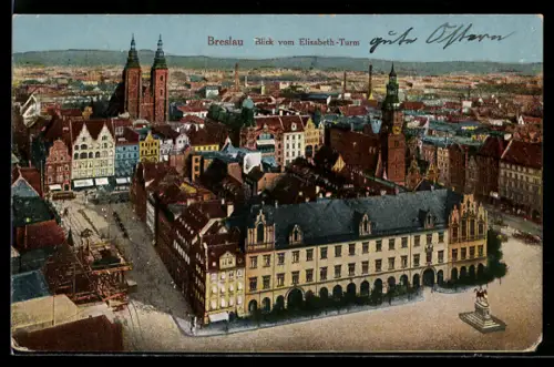 AK Breslau, Blick über die Stadt vom Elisabeth-Turm