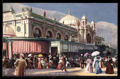 AK Monte Carlo, Cafe de Paris mit Terrasse