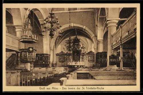 AK Mitau, Innenansicht der St. Trinitatis-Kirche