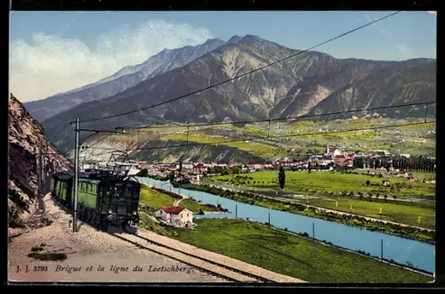 AK Schweizer elektrische Eisenbahn fährt an einer schönen Landschaft vorbei