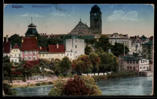 AK Sagan, Teilansicht des Ortes, Bogerpartie