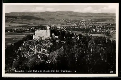 AK Kynast, Burgruine mit Blick ins Hirschenberger Tal