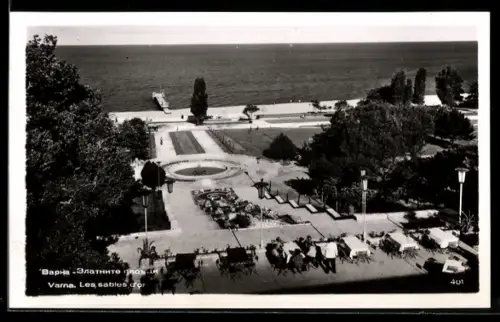 AK Varna, les Sables d`Or, Blick von einer Terrasse auf das Meer