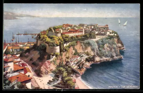 Künstler-AK Monace, vue générale, Panorama