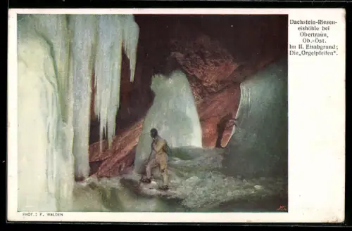AK Dachstein-Rieseneishöhle bei Obertraun, im II. Eisabgrund, die Orgelpfeifen