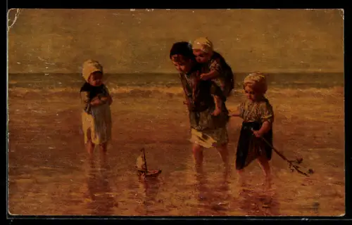 Ölgemälde-Imitations-Künstler-AK Degi Nr. 832: Israels: Strandkinder