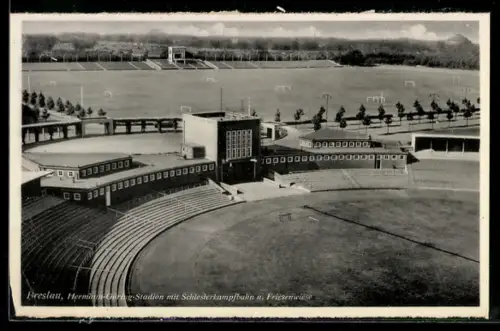 AK Breslau, Hermann Göring-Stadion mit Schlesierkampfbahn u. Friesenwiese