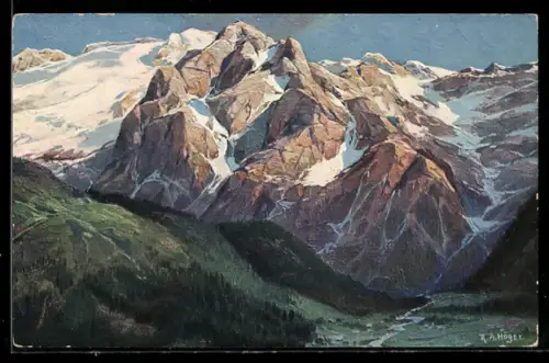 Künstler-AK Rud.A. Höger: Marmolata, Von der Dolomitenstrasse in Tirol