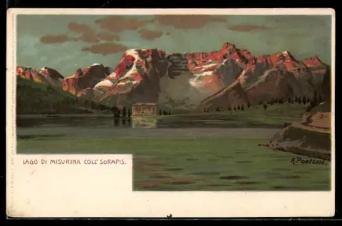 Künstler-AK A. Paetzold: Lago di Misurina coll`Sorapis
