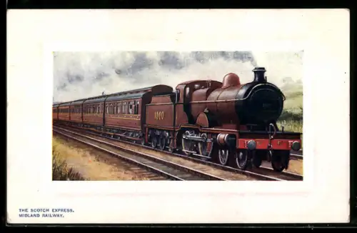 AK Englische Eisenbahn The Scotch Express 1000, Midland Railway