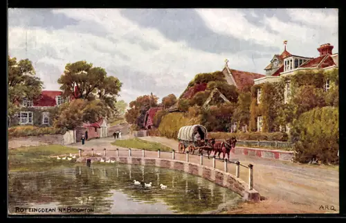 Künstler-AK Rottingdean, Ortspartie