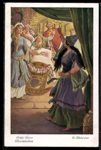 Künstler-AK Otto Kubel: die böse Hexe wird verbannt