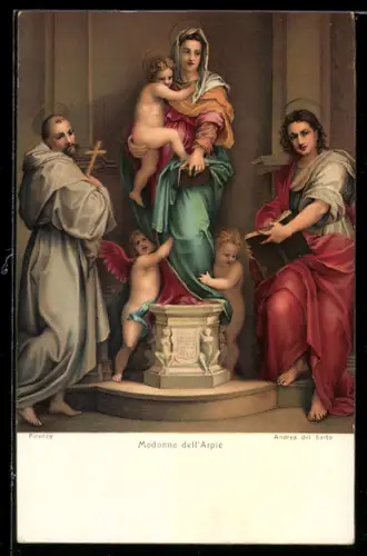Künstler-AK Stengel & Co. Nr. 29843: Andrea del Sarto, Madonna dell Arpie, Engel und Heilige
