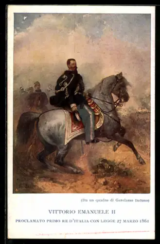 Künstler-AK König Vittorio Emanuele II. von Italien auf einem Schimmel