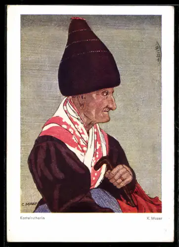 AK Kastelruth, Alte Frau in Kastelruther Tracht