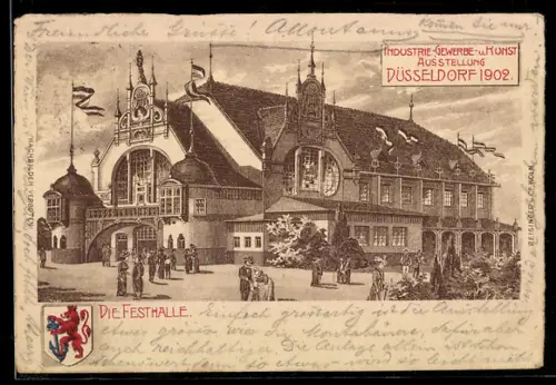 Lithographie Düsseldorf, Industrie- Gewerbe- und Kunst-Ausstellung 1902, Festhalle