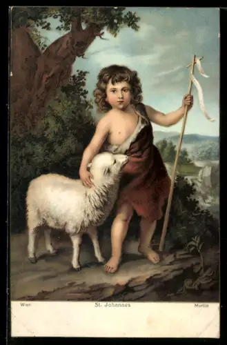 Künstler-AK Stengel & Co. Nr. 29756: St. Johannes mit einem Lamm