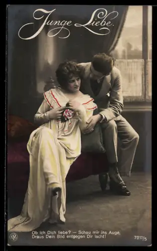 Foto-AK NPG Nr. 711 /5: Junge Liebe, Schau mir ins Auge...