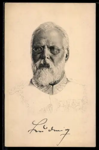 AK König Ludwig III. von Bayern, Bleistiftzeichnung
