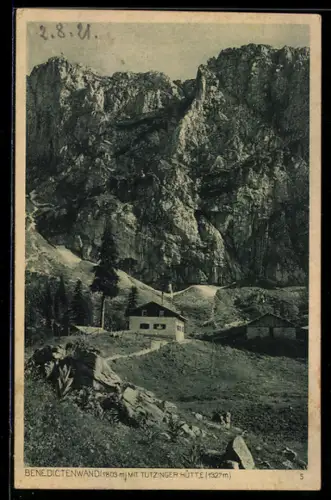 AK Tutzingerhütte, Ansicht mit der Benedictenwand