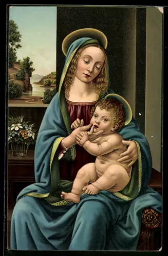 Künstler-AK Stengel & Co. Nr. 29319: Lorenzo di Credi: Madonna mit dem Kind, Maria mit dem Jesuskind