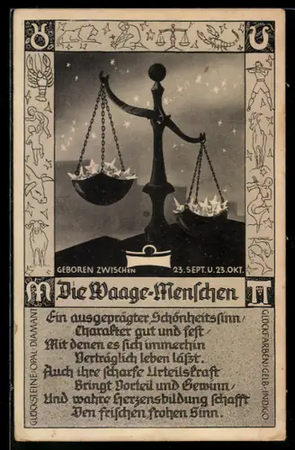 AK Sternzeichen Waage, Waage-Menschen, Charaktereigenschaften