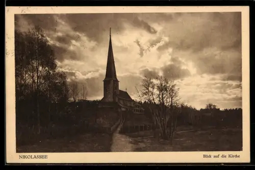 AK Berlin-Nikolassee, Blick auf die Kirche