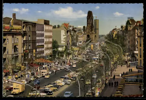 AK Berlin-Charlottenburg, Kurfürstendamm, Kaiser-Wilhelm-Gedächtniskirche