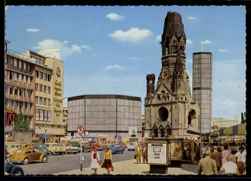 AK Berlin-Charlottenburg, Kaiser-Wilhelm-Gedächtniskirche mit Strassenansicht