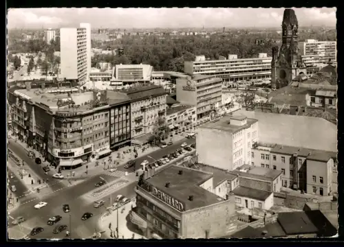 AK Berlin-Charlottenburg, Kurfürstendamm mit Kaiser-Wilhelm-Gedächtniskirche und Zoogelände