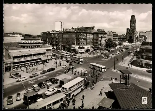 AK Berlin-Charlottenburg, Kurfürstendamm mit Strassenverkehr, Kaiser-Wilhelm-Gedächtniskirche