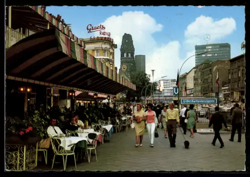AK Berlin-Charlottenburg, U-Bahnhof Kurfürstendamm, Kaiser-Wilhelm-Gedächtniskirche