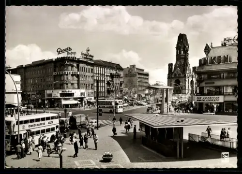 AK Berlin-Charlottenburg, Kurfürstendamm Ecke Joachimstaler Strasse, Kaiser-Wilhelm-Gedächtniskirche