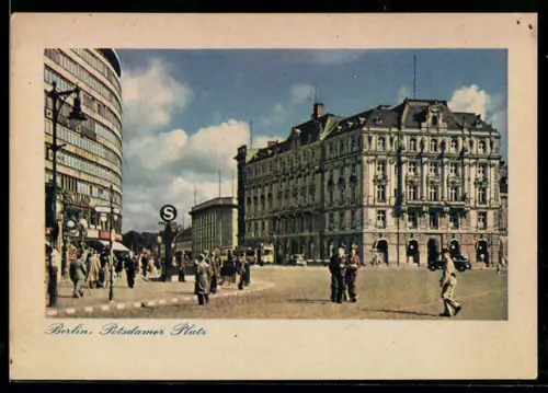 AK Berlin-Tiergarten, Potsdamer Platz mit S-Bahnhof