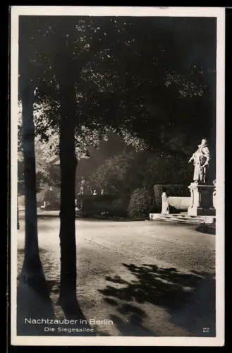 AK Berlin-Tiergarten, Siegesallee bei Nacht