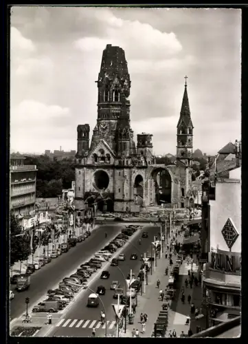 AK Berlin-Charlottenburg, Kaiser-Wilhelm-Gedächtniskirche, Strassenansicht
