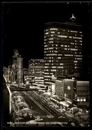 AK Berlin-Charlottenburg, Tauentzien mit Europa-Center, Gedächtniskirche
