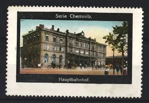 Reklamemarke Chemnitz, Hauptbahnhof, historisches Gebäude