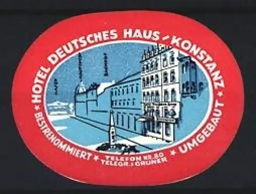 Reklamemarke Konstanz, Hotel Deutsches Haus, Gebäudeansicht