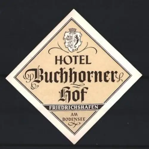 Reklamemarke Friedrichshafen am Bodensee, Hotel Buchhorner Hof, Wappen