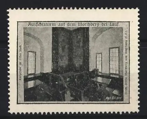 Reklamemarke Moritzberg, Aussichtsturm auf dem Moritzberg bei Lauf, Innenansicht